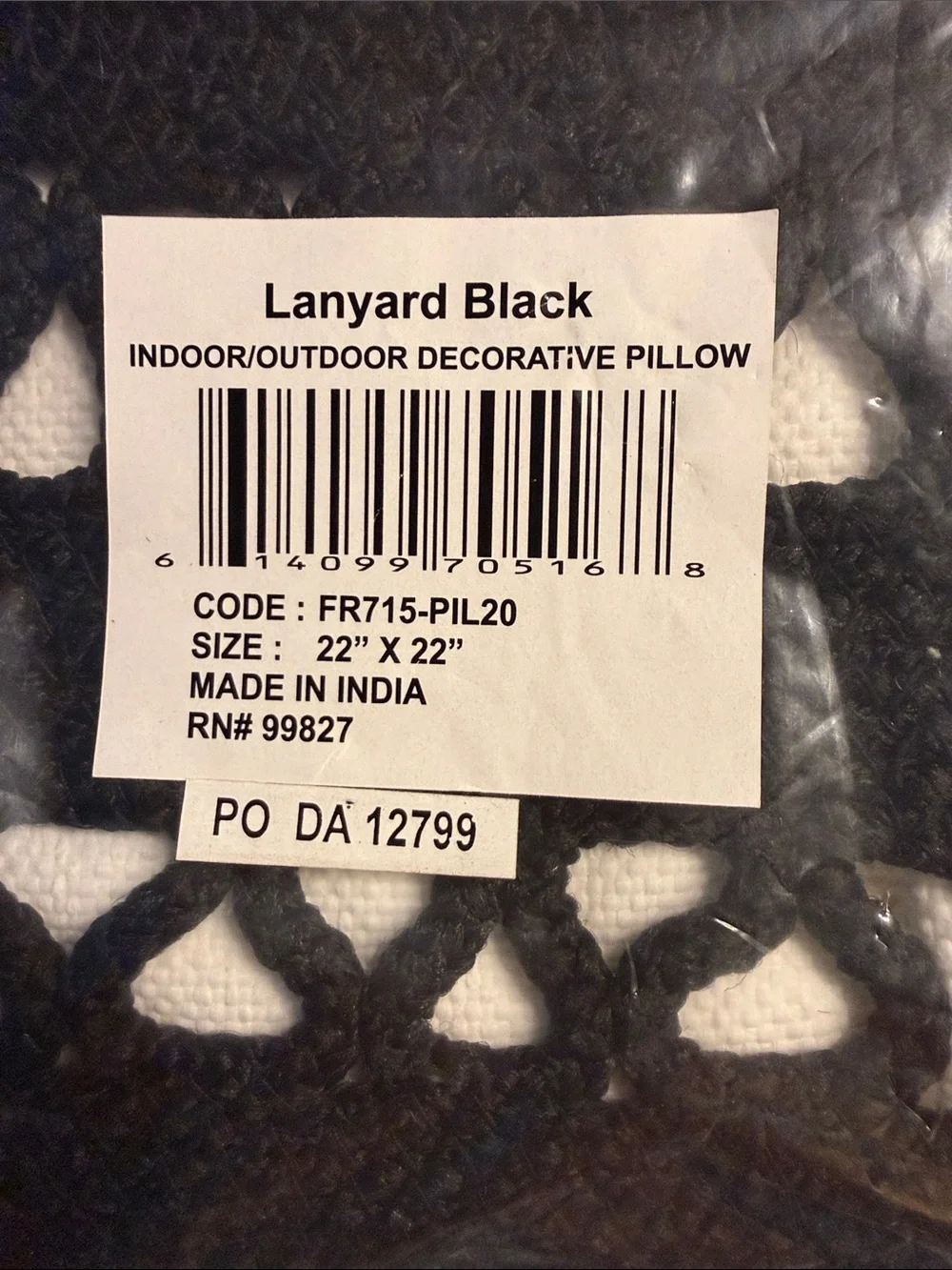 NWT Annie Selke $84 Lanyard Indoor/Outdoor Decorative Pillow Cover
